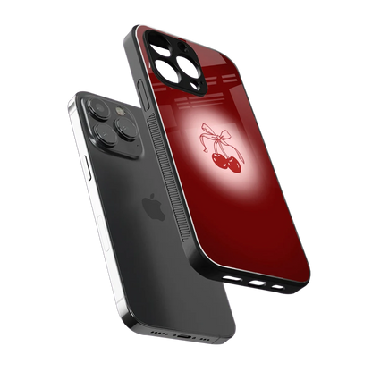 Cherry Bow sleek iphone 16 pro max cover with tempered glass back and TPU edges