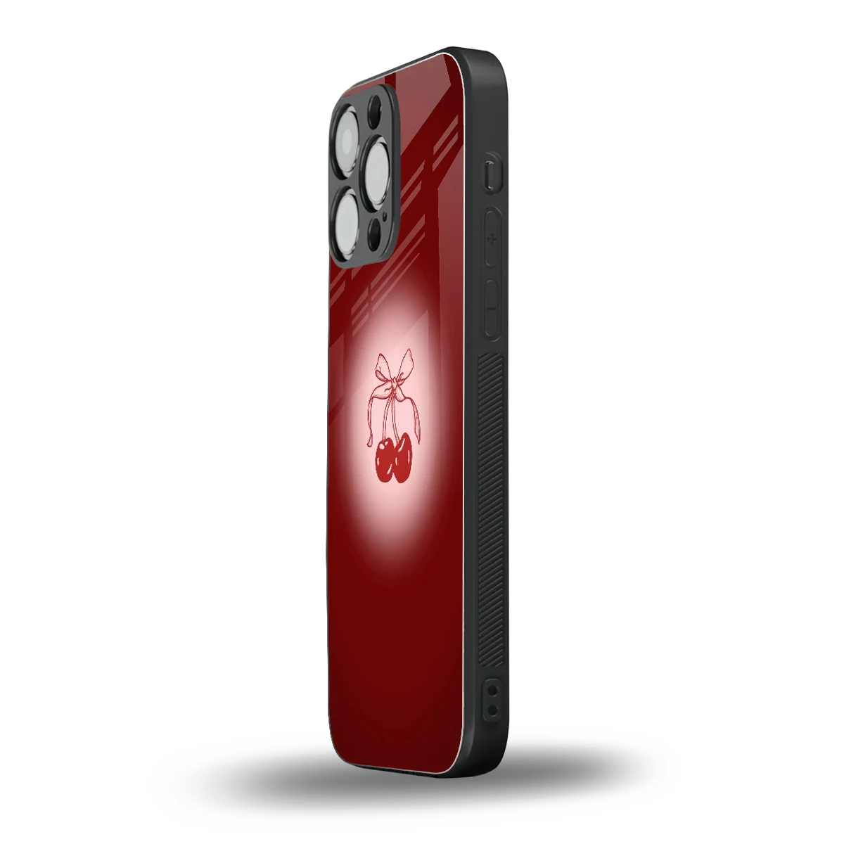 Cherry Bow iphone 16 pro max mobile cover | shockproof glass phone case