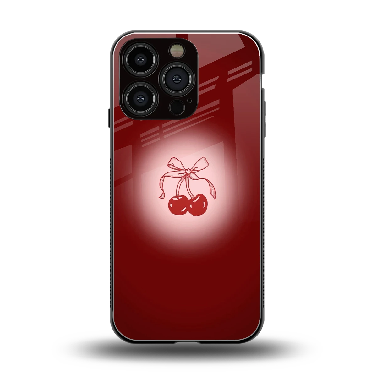 Cherry Bow back phone cover | glass case for iphone 16 pro