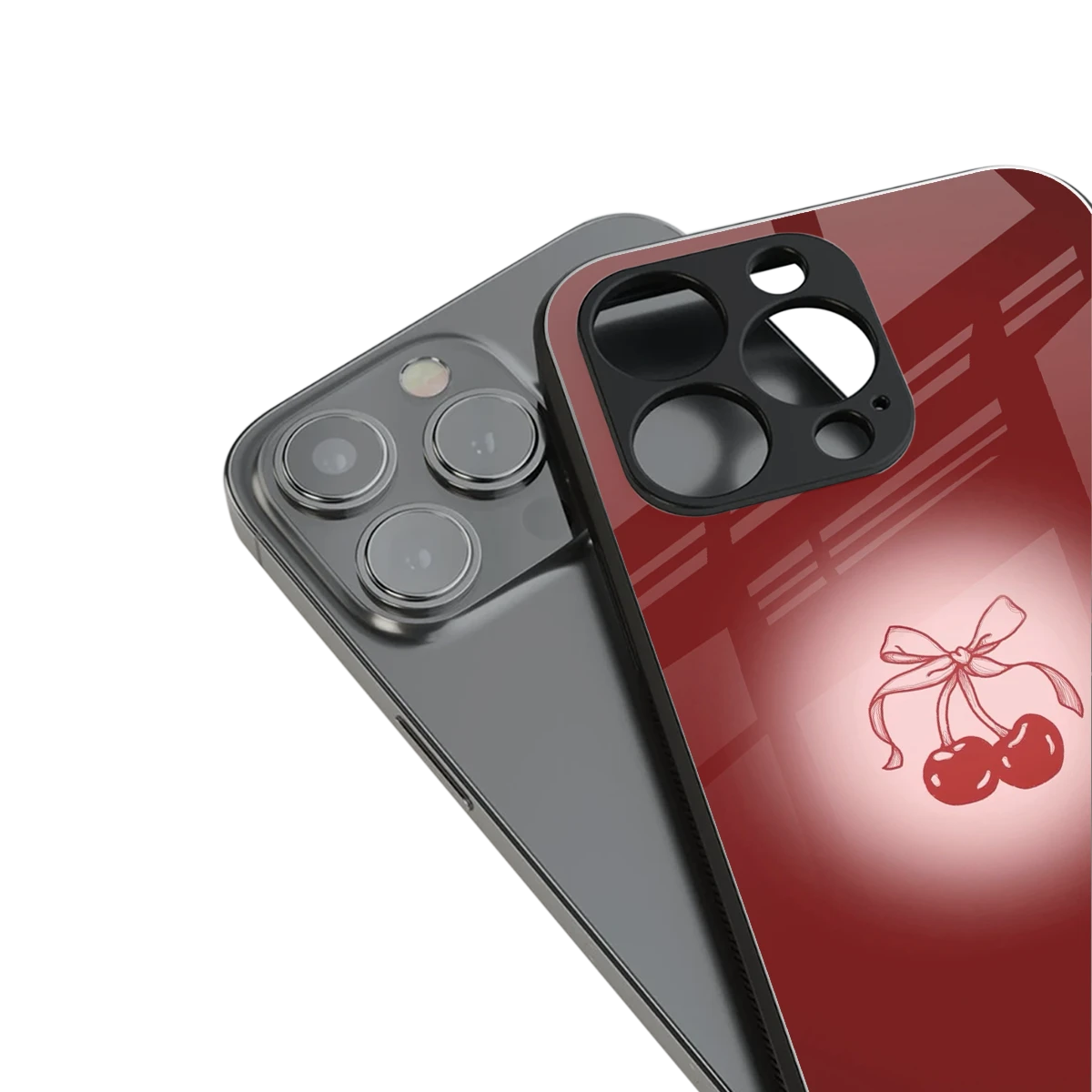 Cherry Bow stylish phone case for iphone 14 | glossy glass and slim fit