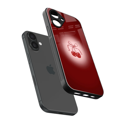 Cherry Bow sleek iPhone 16 cover with tempered glass back and TPU edges