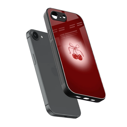 Cherry Bow sleek iphone 16e cover with tempered glass back and TPU edges