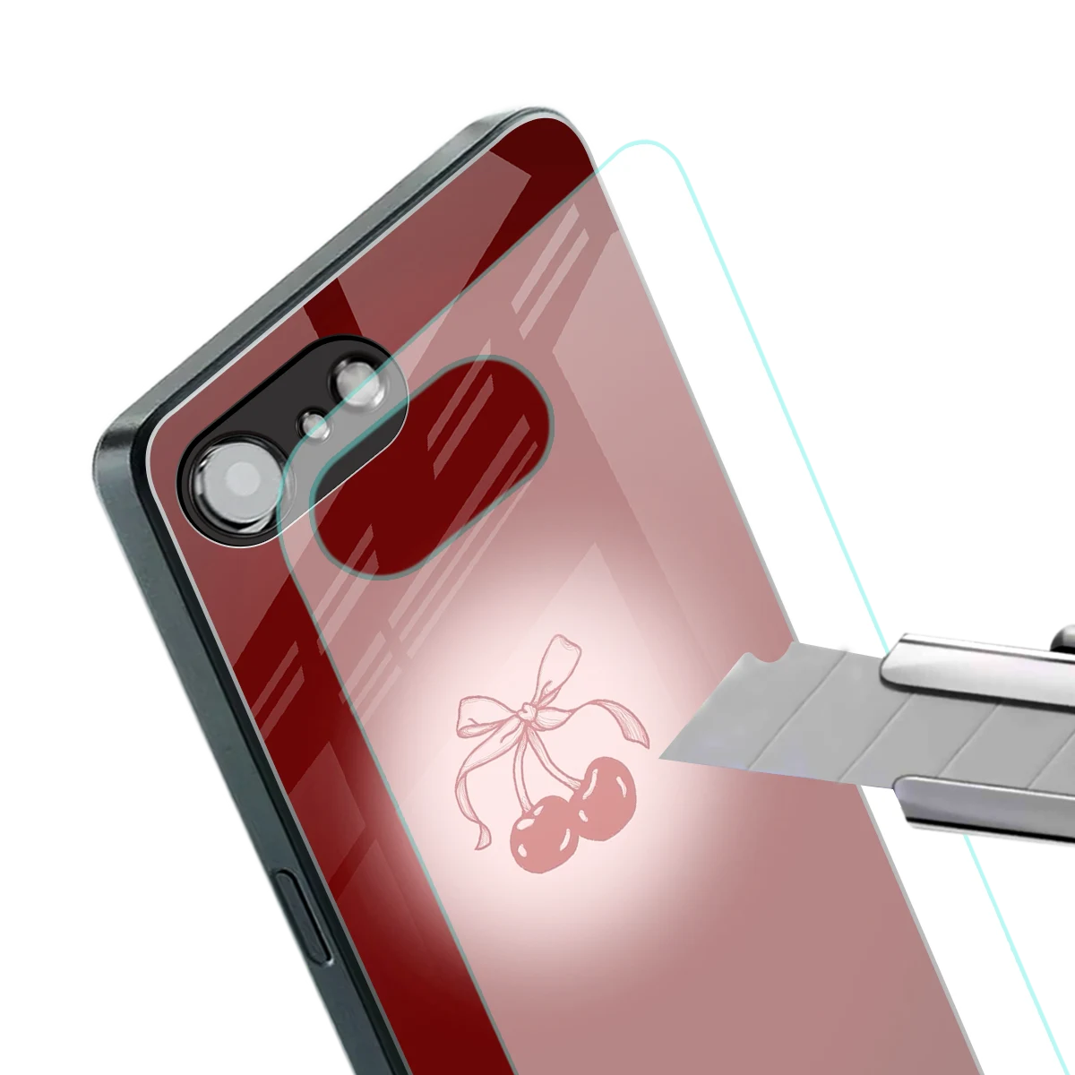 Cherry Bow stylish phone case for iphone 16e | glossy glass and slim fit