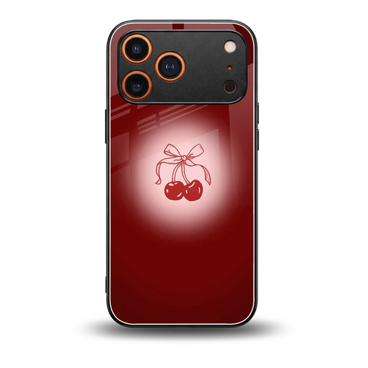 Cherry Bow back phone cover | glass case for iphone 17 pro