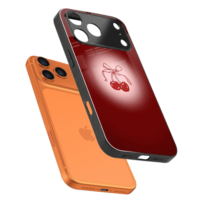 Cherry Bow sleek iphone 17 pro max cover with tempered glass back and TPU edges