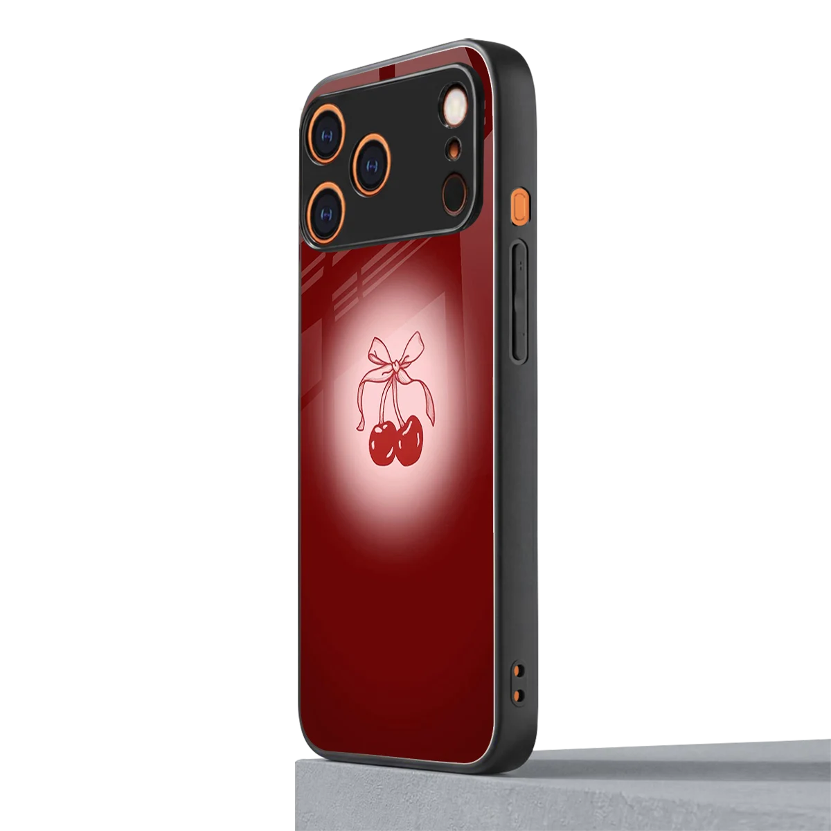 Cherry Bow iphone 17 pro max mobile cover | shockproof glass phone case