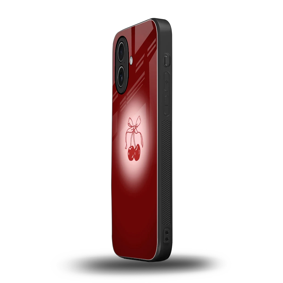 Cherry Bow iphone 17 mobile cover | shockproof glass phone case