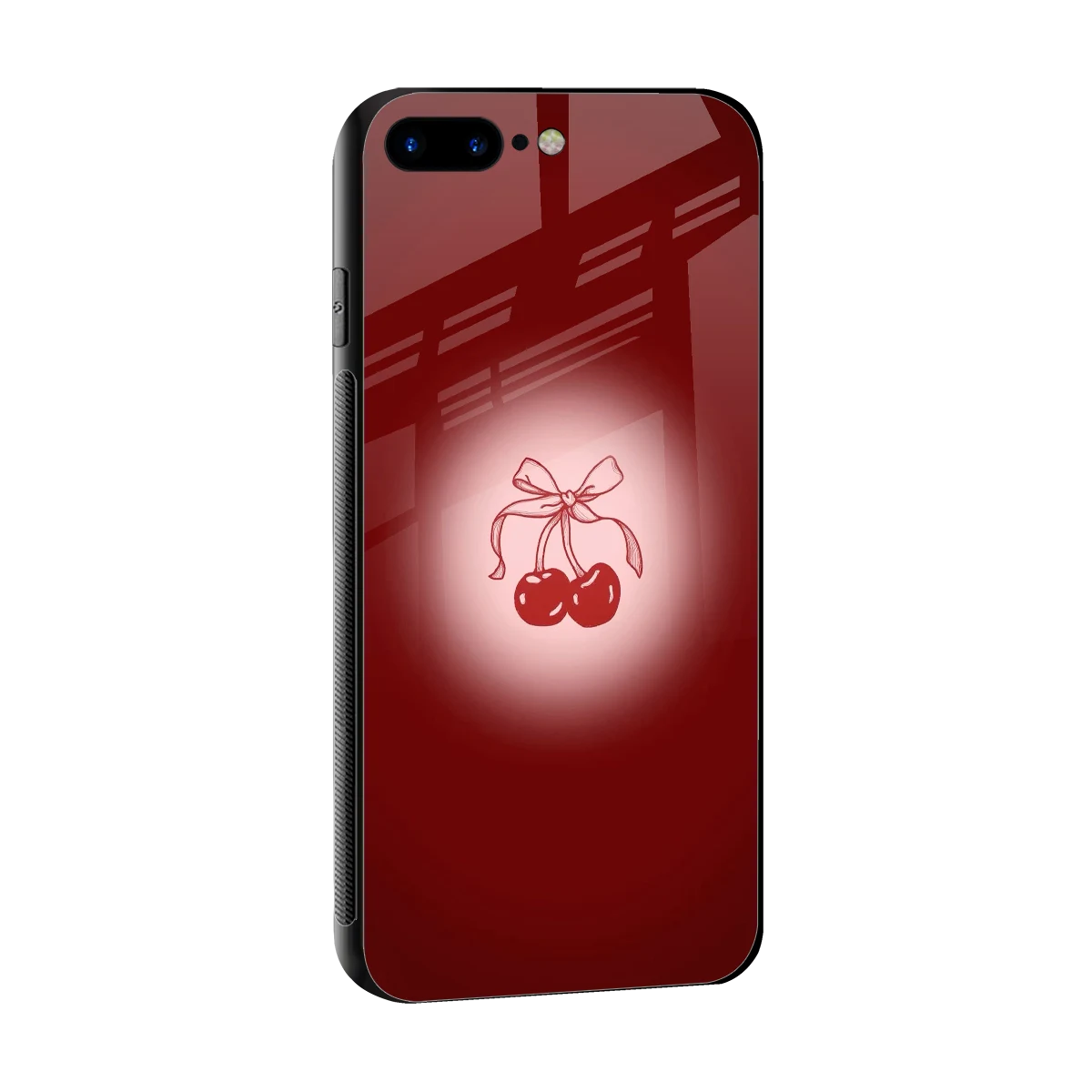 Cherry Bow sleek iphone 7 plus cover with tempered glass back and TPU edges