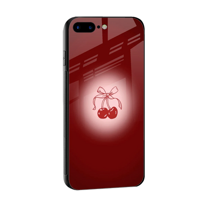 Cherry Bow sleek iphone 7 plus cover with tempered glass back and TPU edges