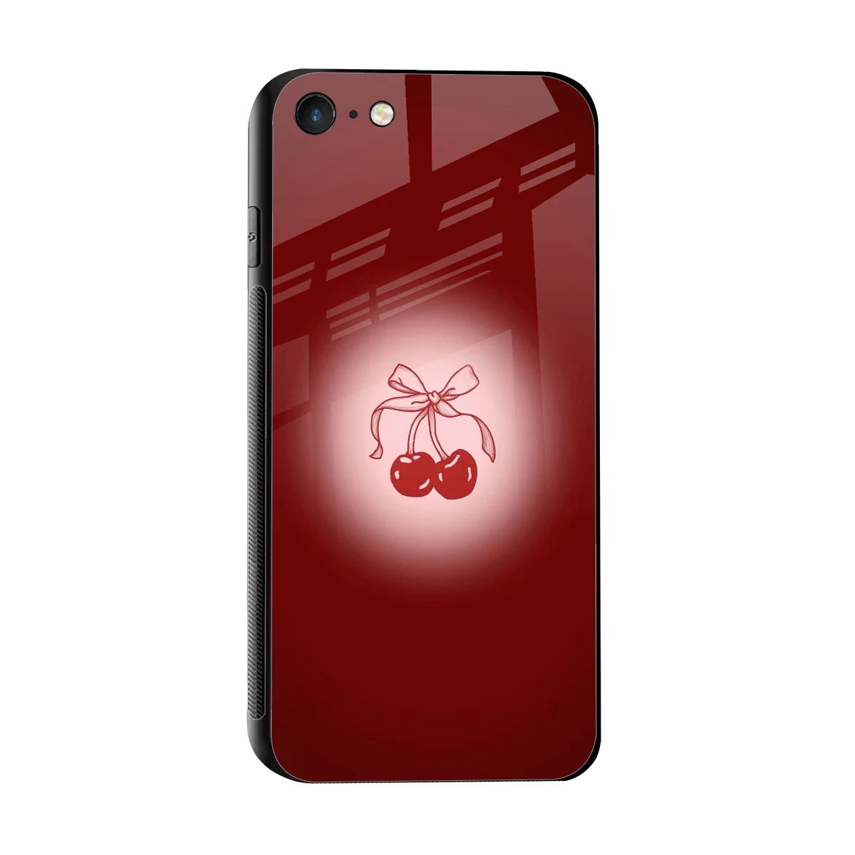 Cherry Bow sleek iphone 7 cover with tempered glass back and TPU edges
