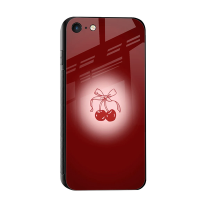 Cherry Bow sleek iphone 7 cover with tempered glass back and TPU edges