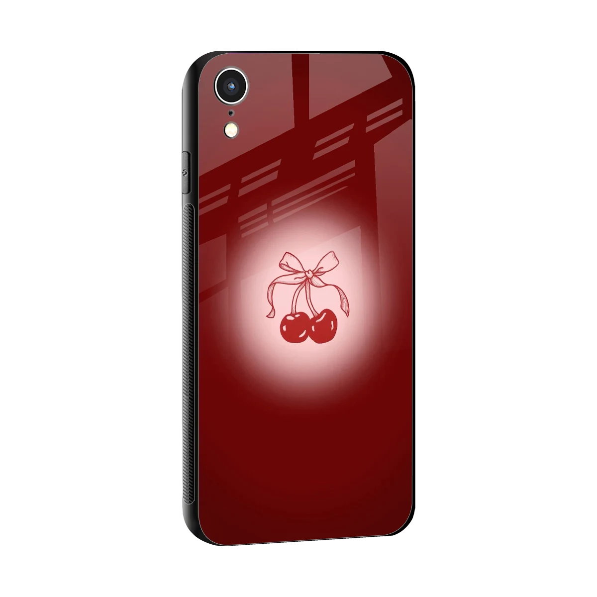 Cherry Bow sleek iphone xr cover with tempered glass back and TPU edges
