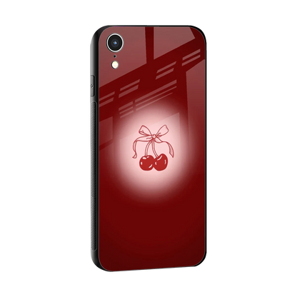Cherry Bow sleek iphone xr cover with tempered glass back and TPU edges