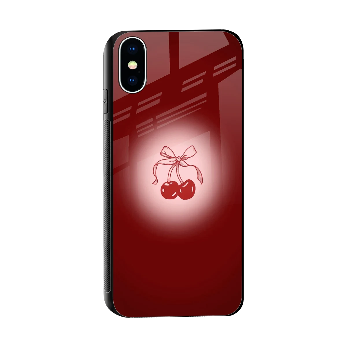 Cherry Bow sleek iphone xs cover with tempered glass back and TPU edges