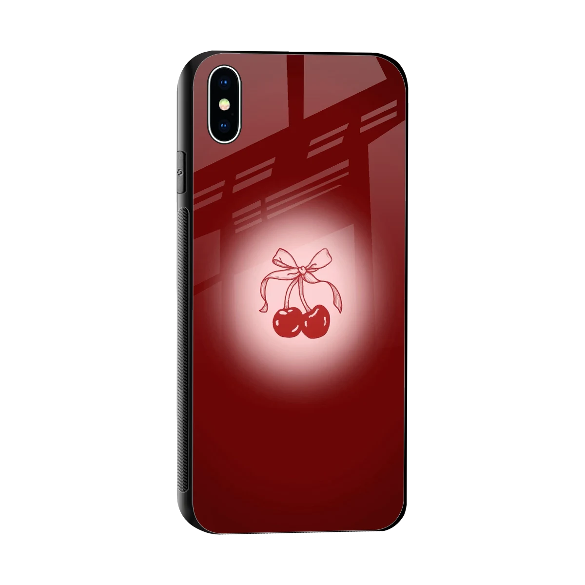 Cherry Bow sleek iphone xs max cover with tempered glass back and TPU edges