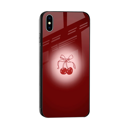 Cherry Bow sleek iphone xs max cover with tempered glass back and TPU edges