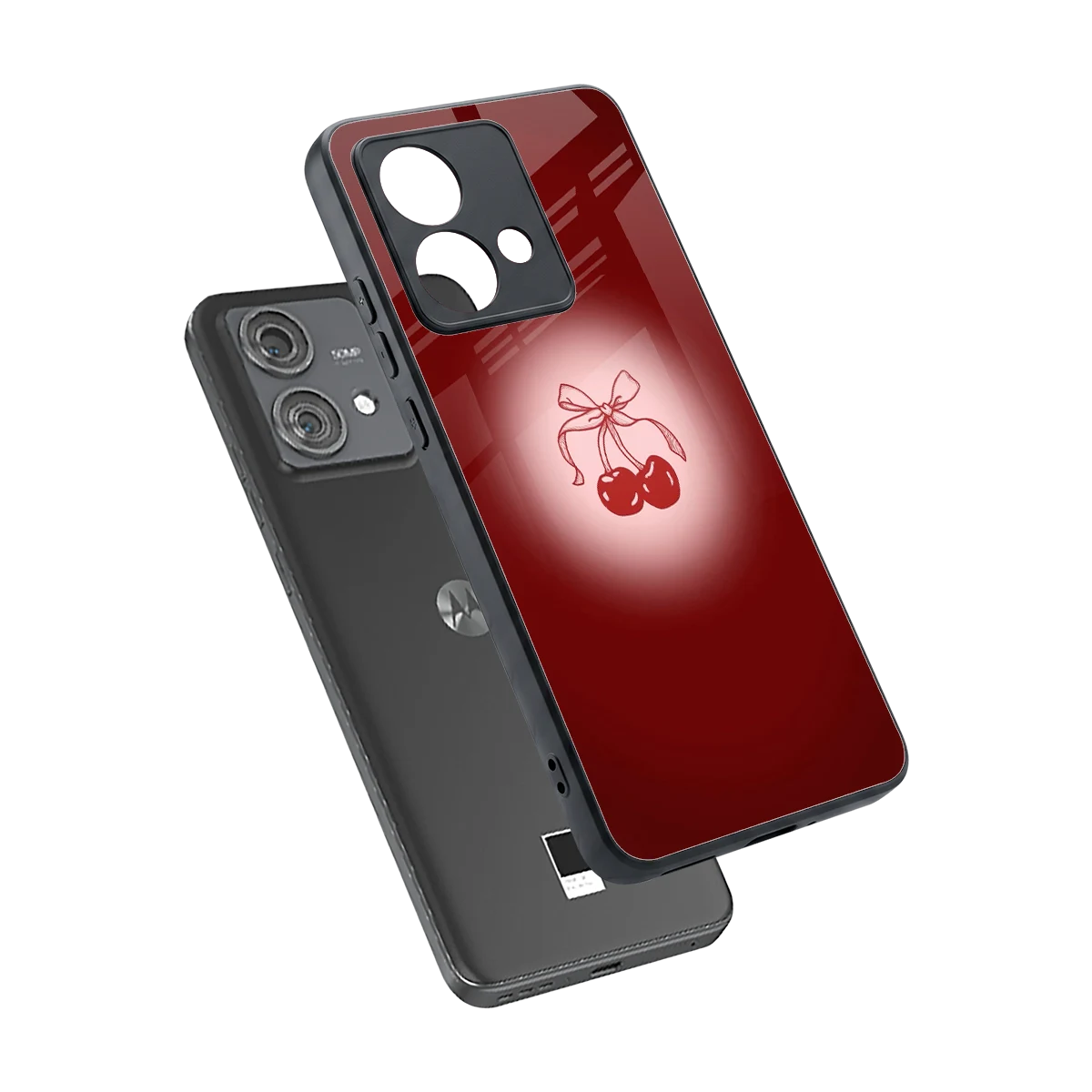 Cherry Bow sleek motorola edge 40 neo 5g cover with tempered glass back and TPU edges