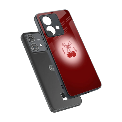 Cherry Bow sleek motorola edge 40 neo 5g cover with tempered glass back and TPU edges