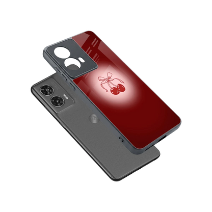 Cherry Bow sleek motorola edge 50 fusion cover with tempered glass back and TPU edges