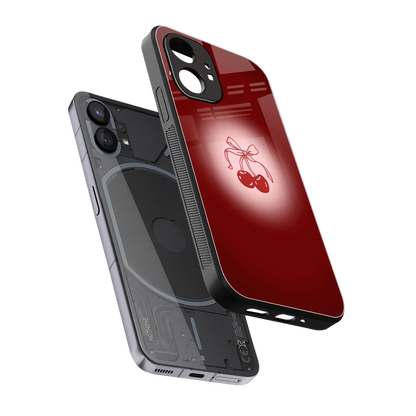 Cherry Bow sleek nothing phone 1 cover with tempered glass back and TPU edges