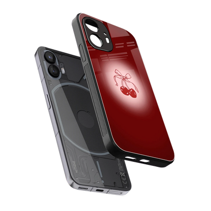 Cherry Bow sleek nothing phone 2 cover with tempered glass back and TPU edges