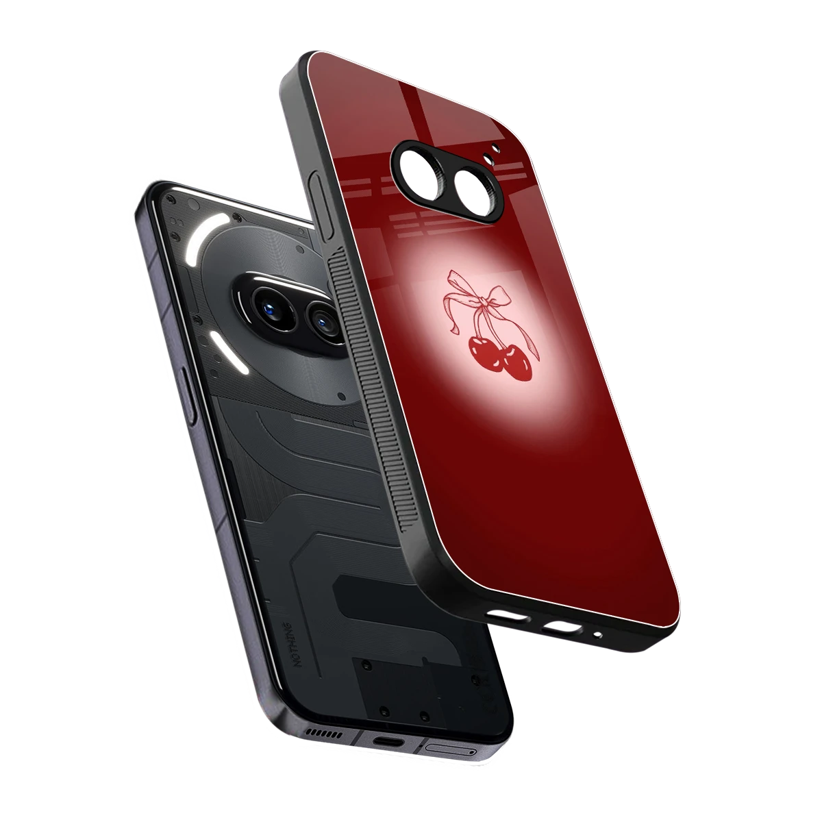 Cherry Bow sleek nothing phone 2a cover with tempered glass back and TPU edges