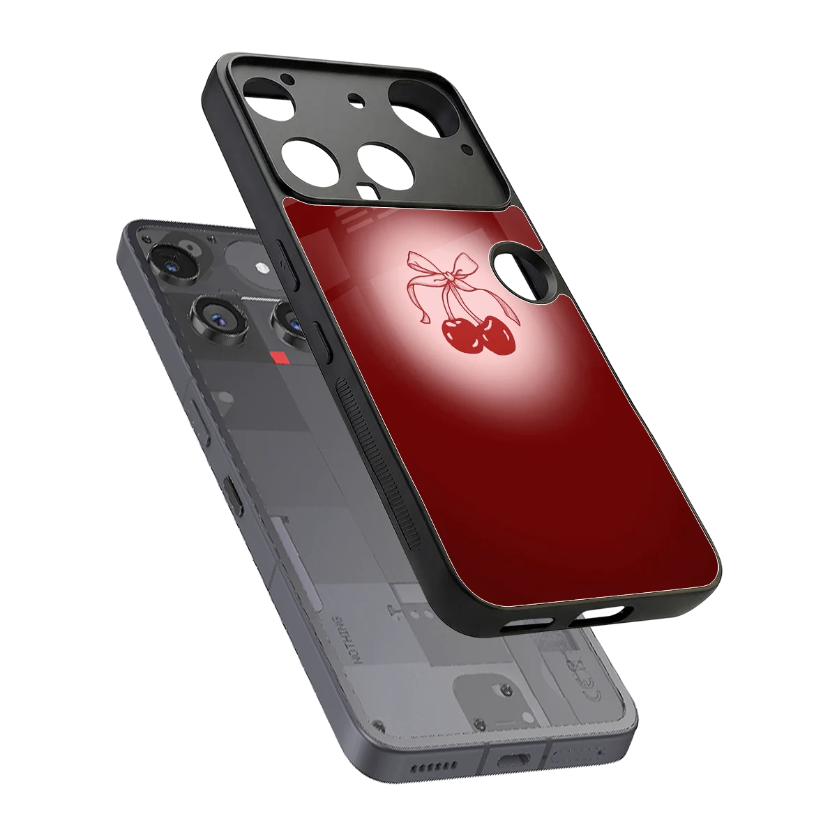 Cherry Bow sleek nothing phone 3 cover with tempered glass back and TPU edges