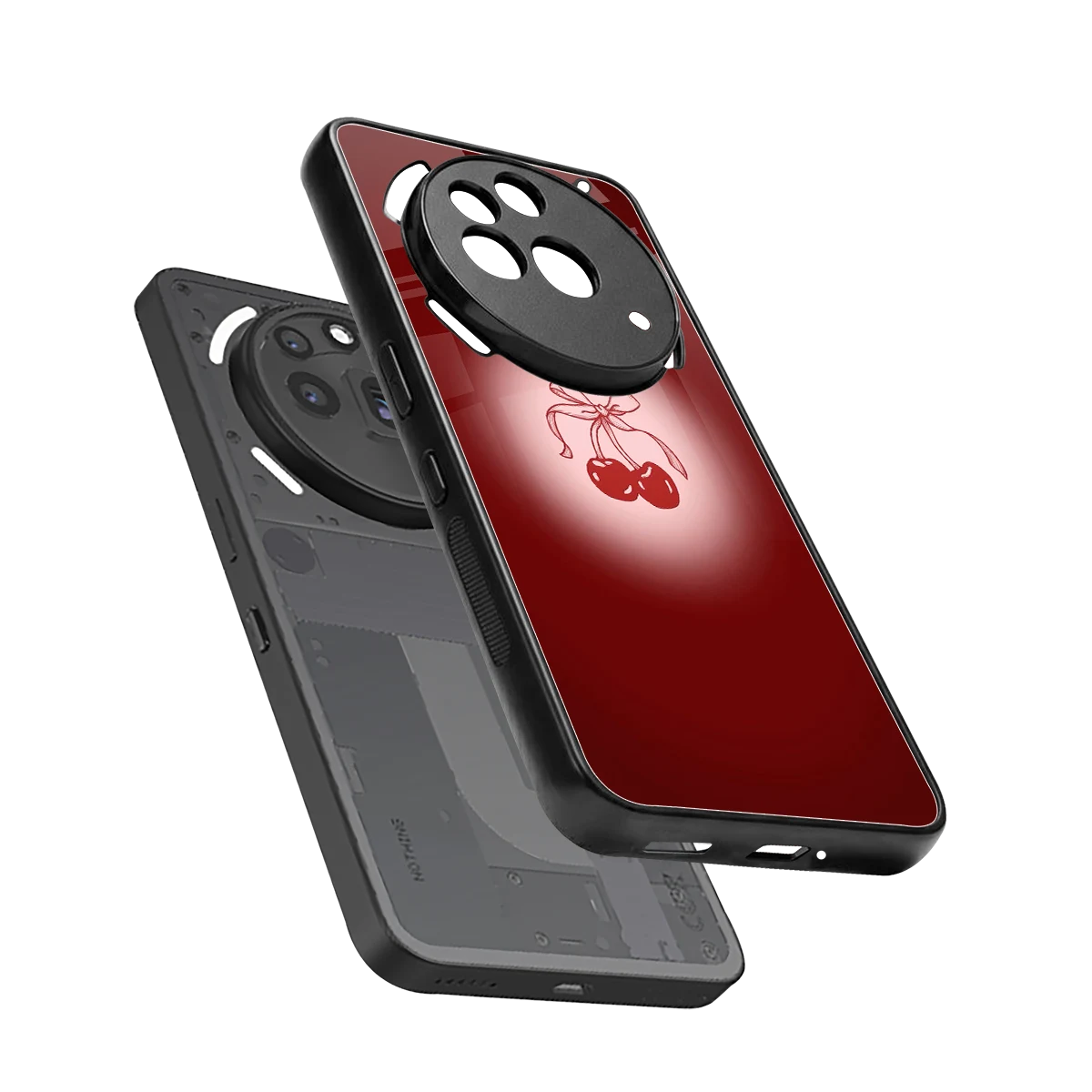 Cherry Bow sleek nothing phone 3a pro cover with tempered glass back and TPU edges