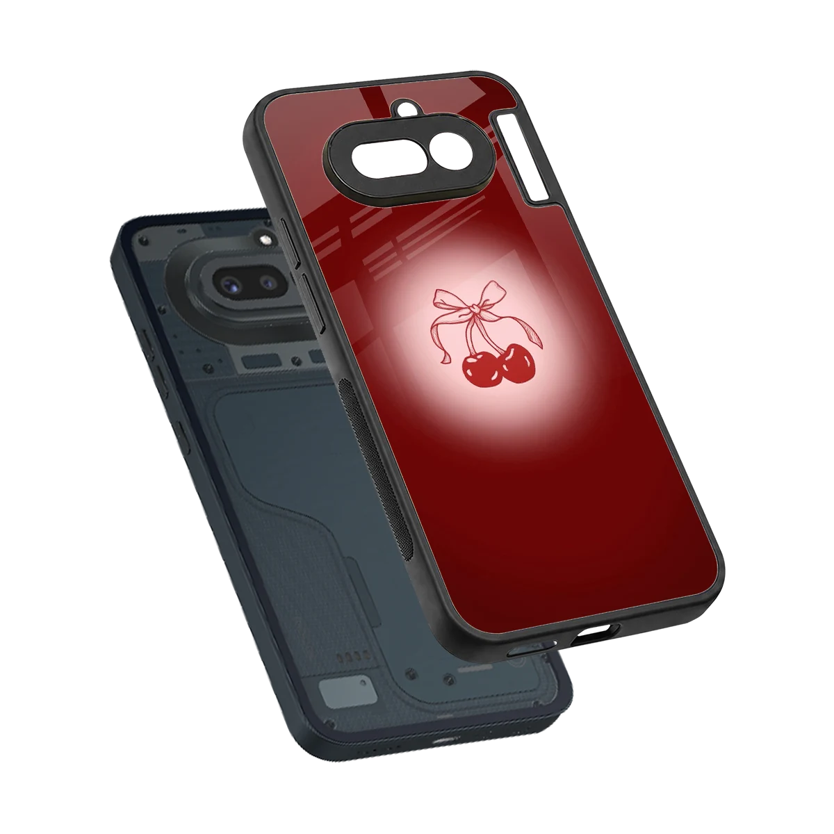 Cherry Bow sleek nothing phone 4a cover with tempered glass back and TPU edges