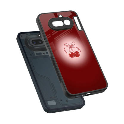 Cherry Bow sleek nothing phone 4a cover with tempered glass back and TPU edges