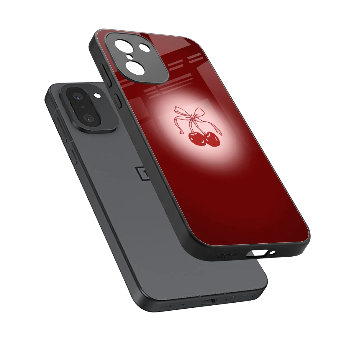 Cherry Bow sleek oneplus 15r cover with tempered glass back and TPU edges