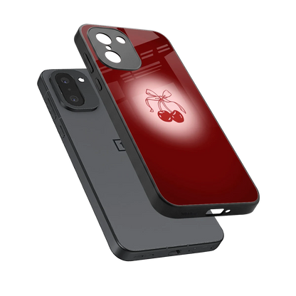 Cherry Bow sleek oneplus 15r cover with tempered glass back and TPU edges