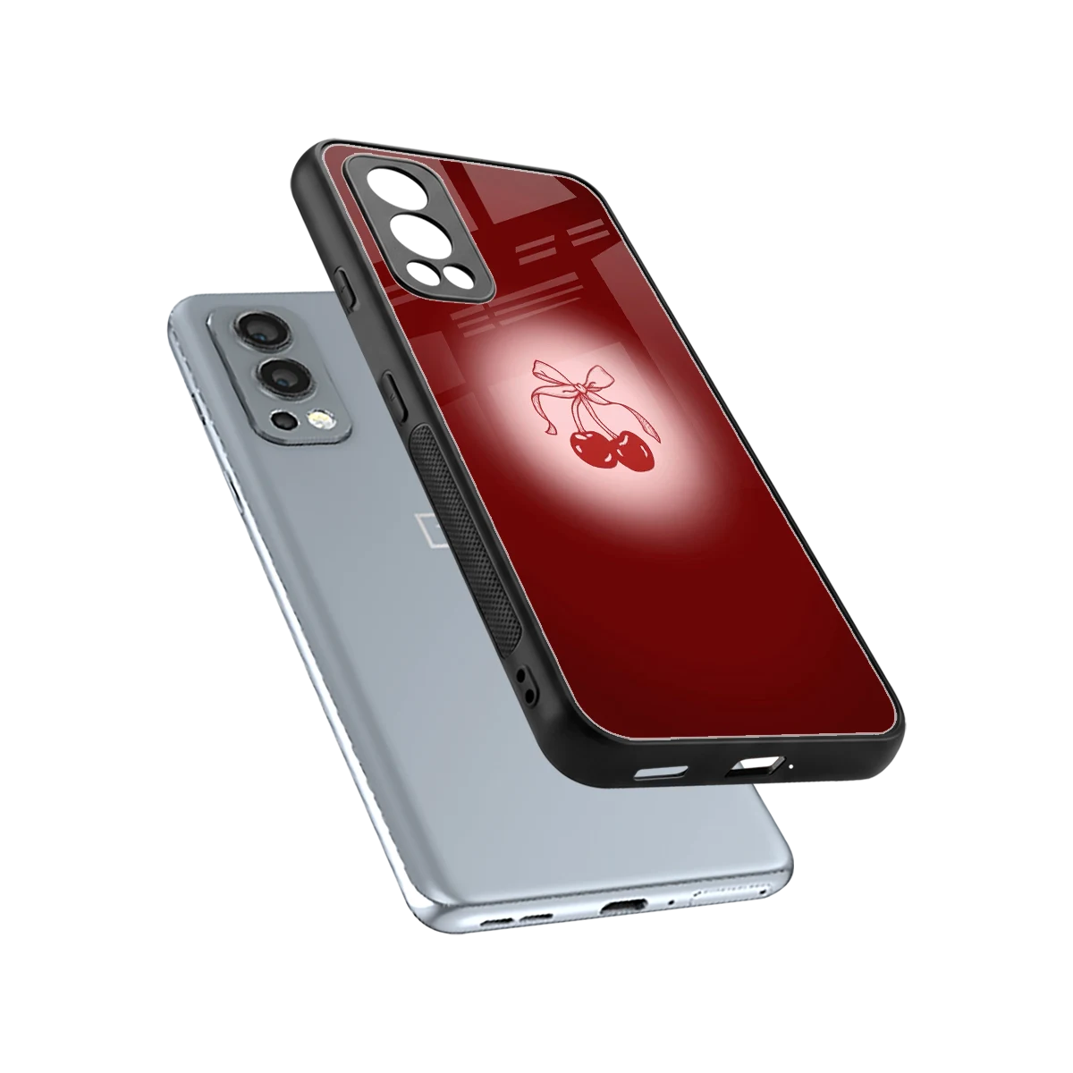 Cherry Bow sleek oneplus nord 2 cover with tempered glass back and TPU edges