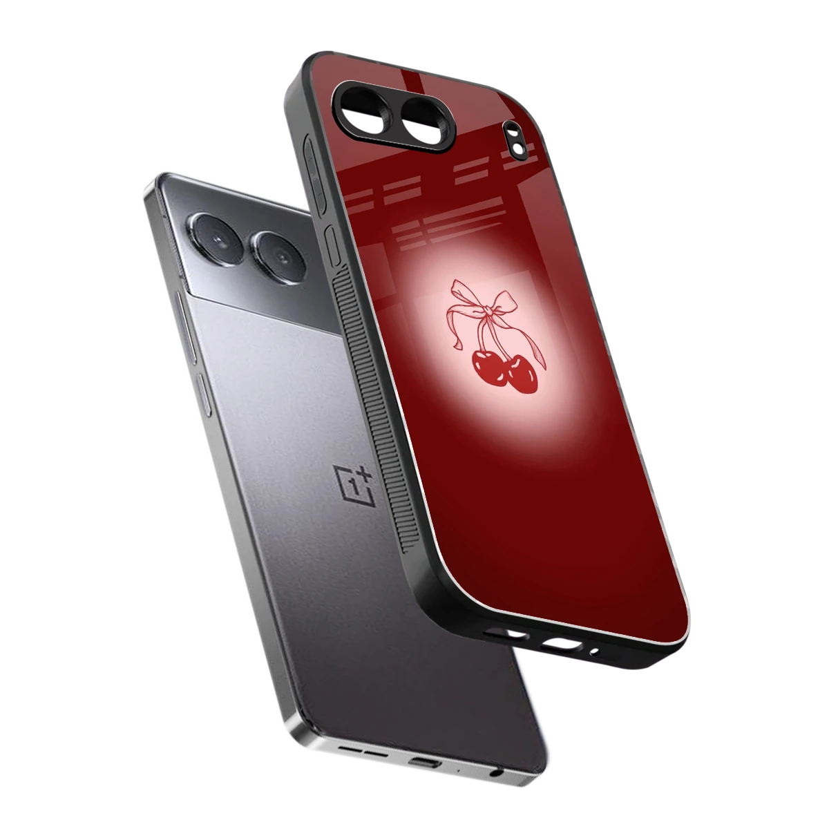 Cherry Bow sleek oneplus nord 4 cover with tempered glass back and TPU edges