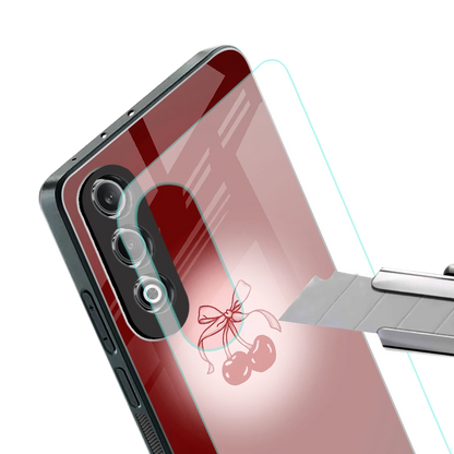 Cherry Bow stylish phone case for oneplus nord ce 4 | glossy glass and slim fit