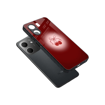 Cherry Bow sleek oppo a5x 5g cover with tempered glass back and TPU edges