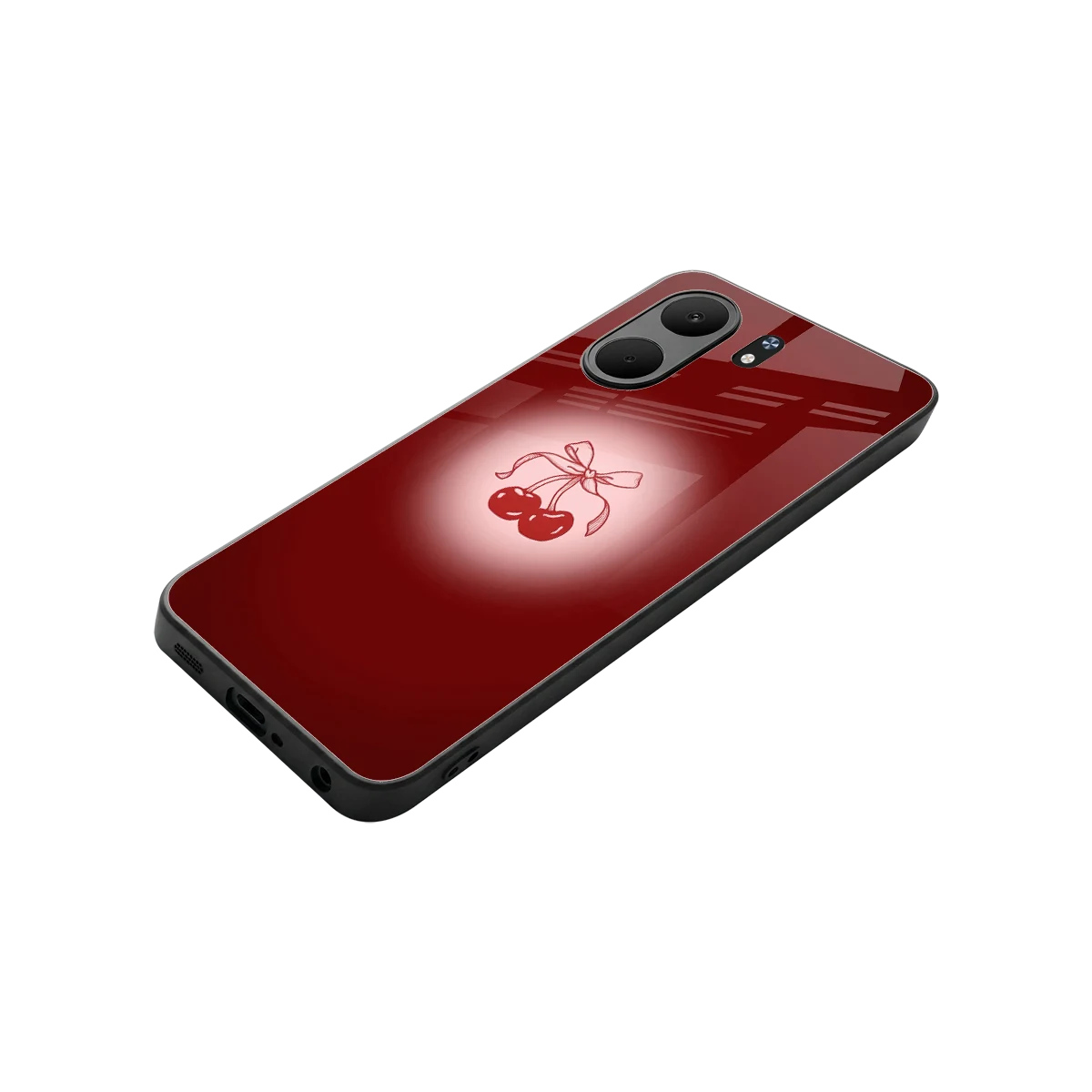 Cherry Bow stylish phone case for oppo a5x 5g | glossy glass and slim fit