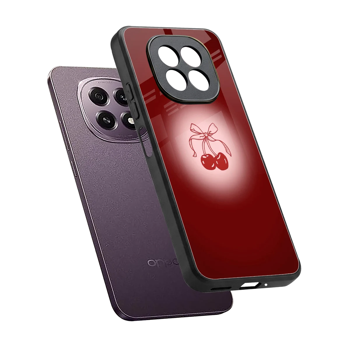 Cherry Bow sleek oppo f29 5g cover with tempered glass back and TPU edges