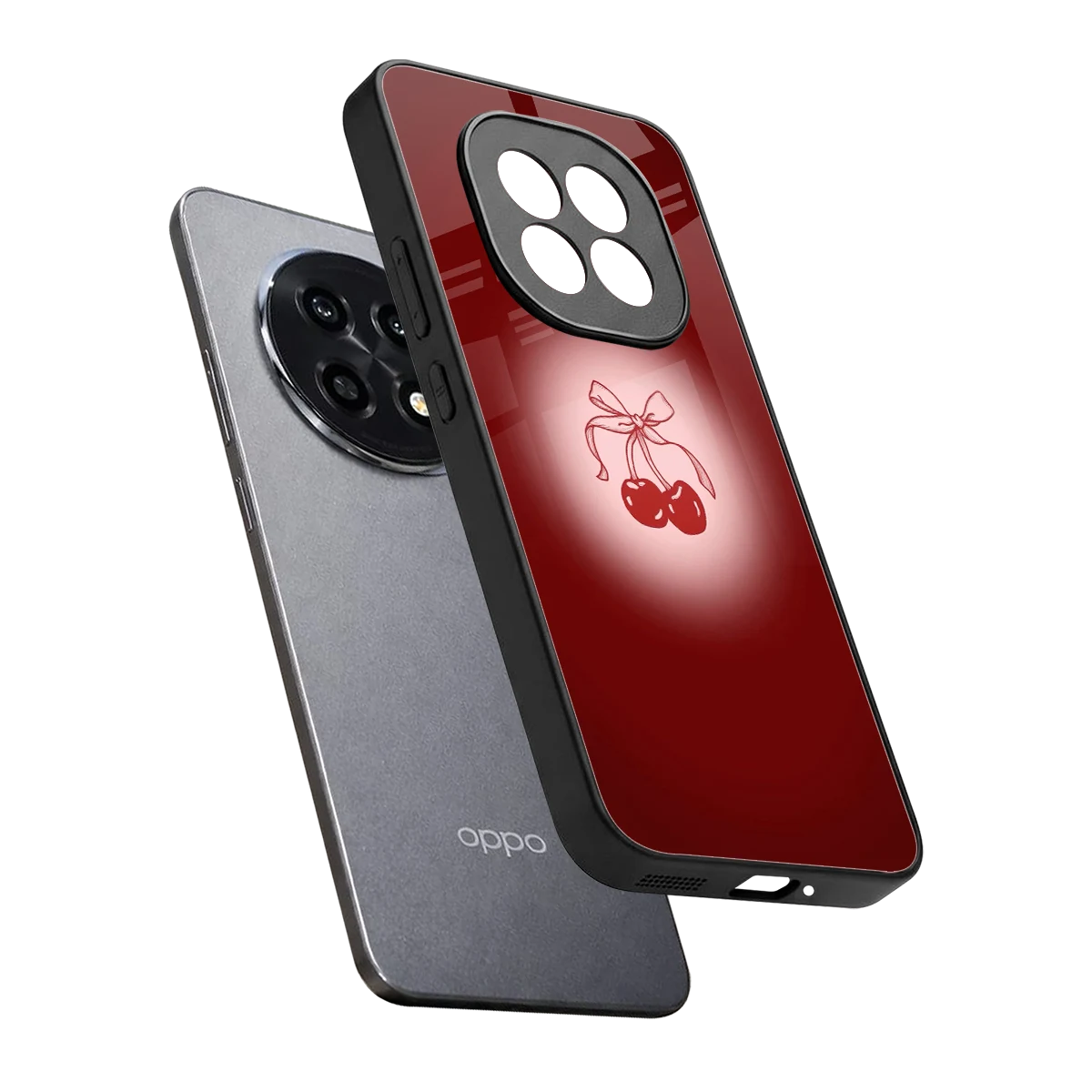 Cherry Bow sleek oppo f29 pro 5g cover with tempered glass back and TPU edges