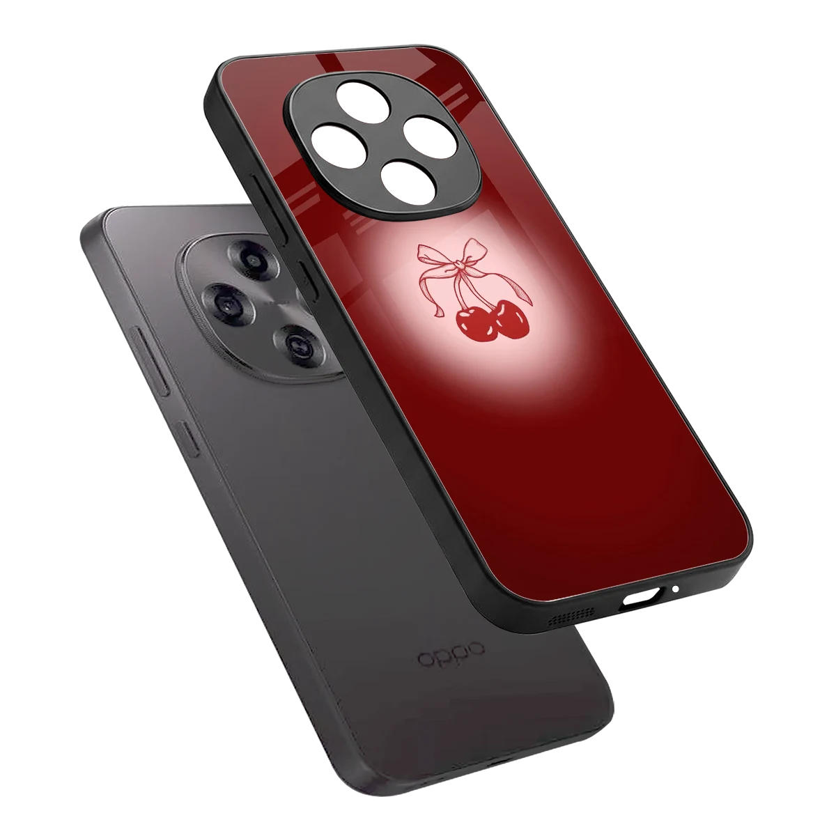 Cherry Bow sleek oppo f31 pro 5g cover with tempered glass back and TPU edges