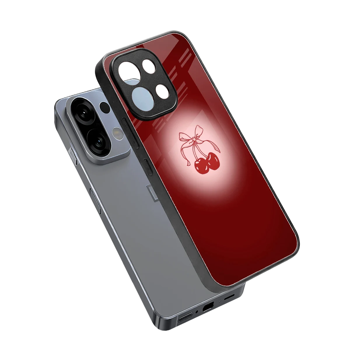 Cherry Bow sleek oppo k13 5g cover with tempered glass back and TPU edges