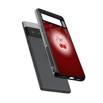 Cherry Bow sleek google pixel 6 pro cover with tempered glass back and TPU edges