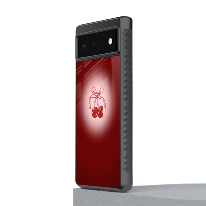Cherry Bow stylish phone case for google pixel 6a | glossy glass and slim fit