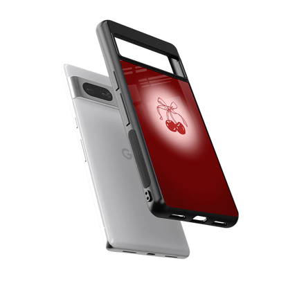 Cherry Bow sleek google pixel 7a cover with tempered glass back and TPU edges