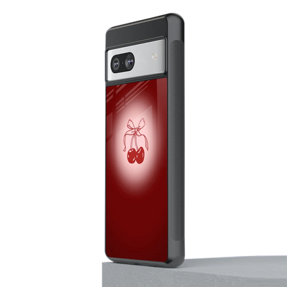 Cherry Bow stylish phone case for google pixel 7 | glossy glass and slim fit