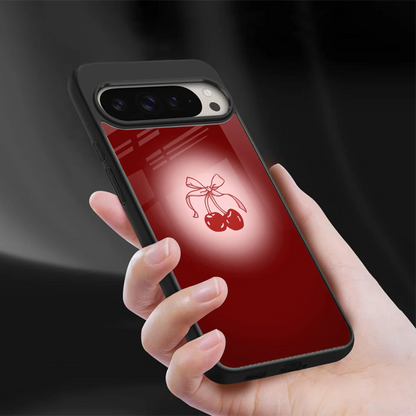 Cherry Bow sleek google pixel 9 pro xl cover with tempered glass back and TPU edges