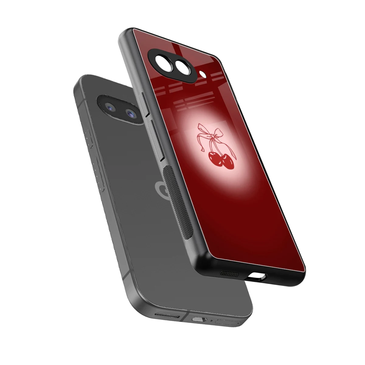 Cherry Bow sleek google pixel 10a cover with tempered glass back and TPU edges