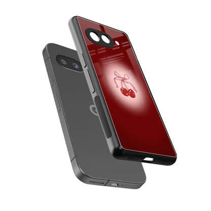 Cherry Bow sleek google pixel 10a cover with tempered glass back and TPU edges