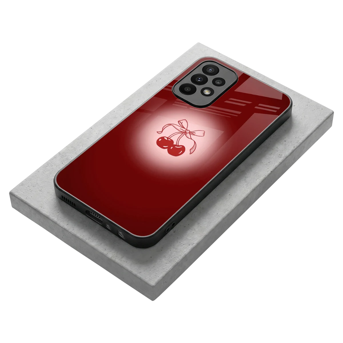 Cherry Bow stylish phone case for samsung galaxy a23 | glossy glass and slim fit