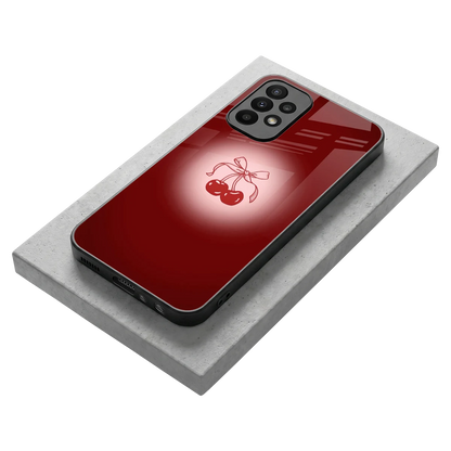 Cherry Bow stylish phone case for samsung galaxy a23 | glossy glass and slim fit